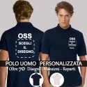 Polo da uomo OSS manica corta - personalizzata fronte/retro con proprio nome e Immagine a scelta